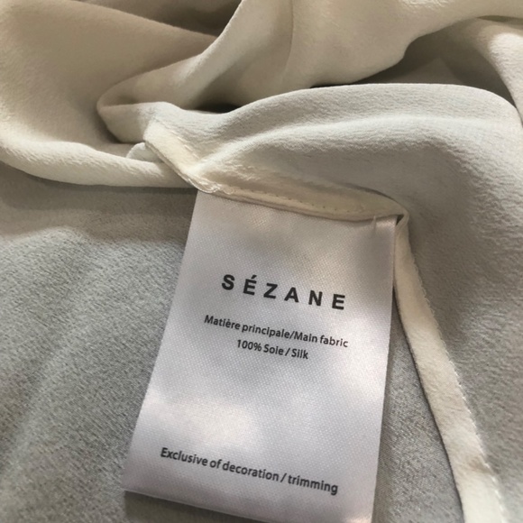 Sezane Elina blouse, wrap, delicate embroidery, ecru (cream), silk, FR 36 (XS-S) - Picture 4 of 4